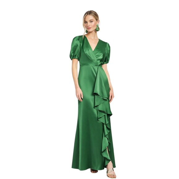 Sachin & Babi Mila Emerald Green Crepe Gown Size 8 NWT - Picture 8 of 8